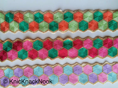 Blue, Pink, Purple And Gold Embroidered Trim